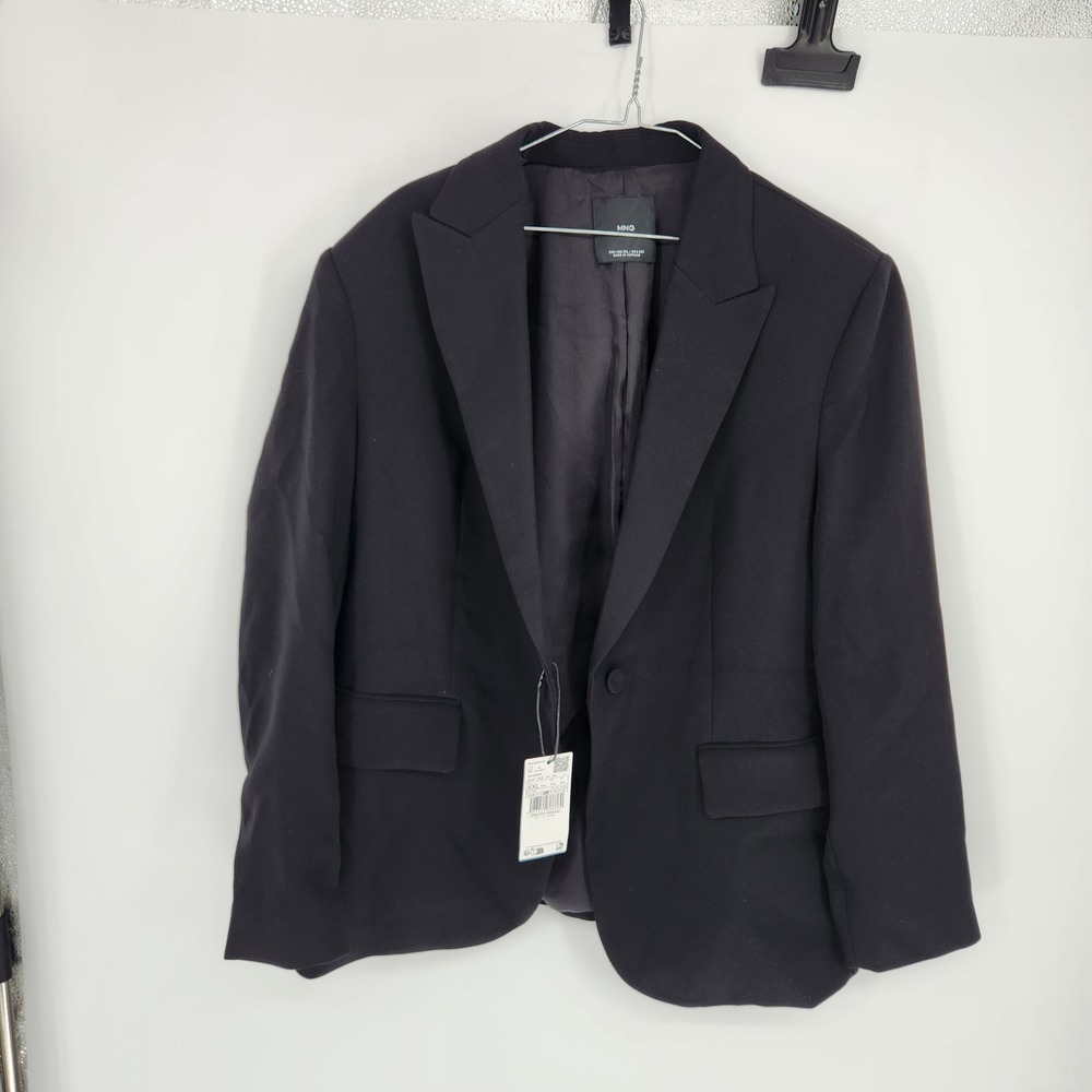 Mango Americana 100Iguana Black Single Button Blazer Jacket Womens XXL NWT